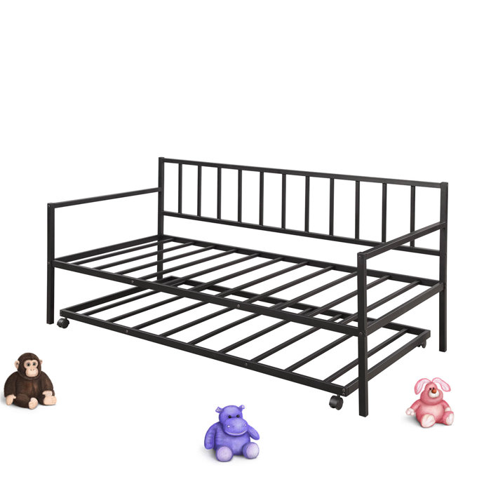 Latitude Run® Twin Iron Daybed with Trundle Wayfair Canada